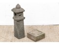 Cast Cement Dark Stained Pagoda Candle Lantern