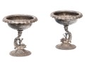 Pair Of Continental Silver Grotesque Dolphin Compotes, 20.155 Gross Ozt.