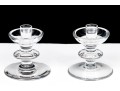 Pair Of Val St. Lambert Crystal Candlesticks With Single Glass Candlestick