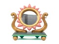 Colorful Chiseled And Painted Wood And Gilt Sun Motif Mirror
