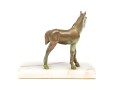 Art Deco Verde Finished Bronze Foal On Stone Base