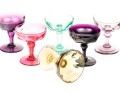 Set Of Six Colorful Stemmed Champagne Coupes
