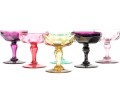 Set Of Six Colorful Stemmed Champagne Coupes