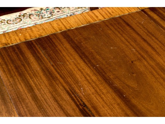 George III Style Twin Pedestal Satinwood Banded Mahogany Dining Table