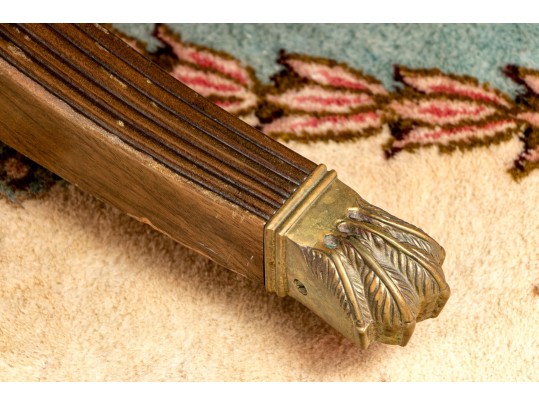 George III Style Twin Pedestal Satinwood Banded Mahogany Dining Table