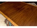 George III Style Twin Pedestal Satinwood Banded Mahogany Dining Table
