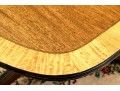 George III Style Twin Pedestal Satinwood Banded Mahogany Dining Table