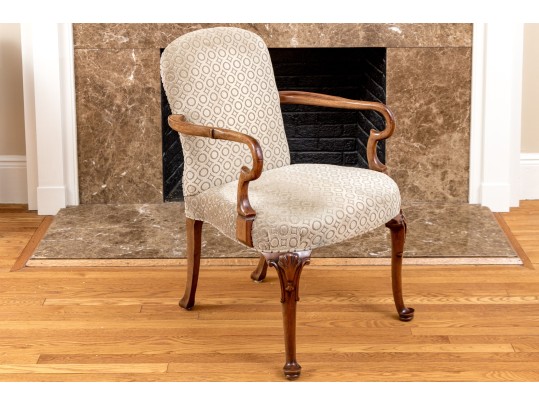 Quality Carved Mahogany Queen Anne Style Armchair