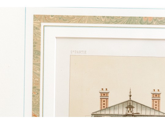 Set Of Three Architectural Lithographs In Color