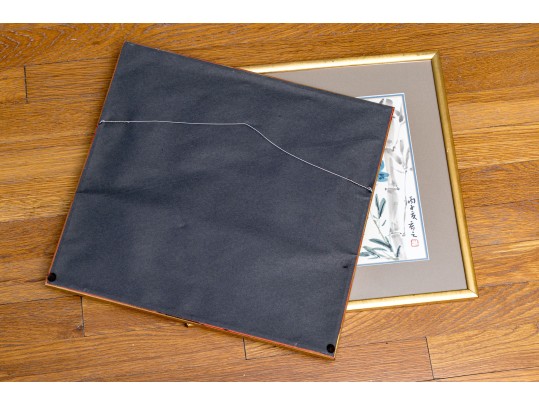 Set Of Two Japanese Paintings On Paper, Bird On Branches