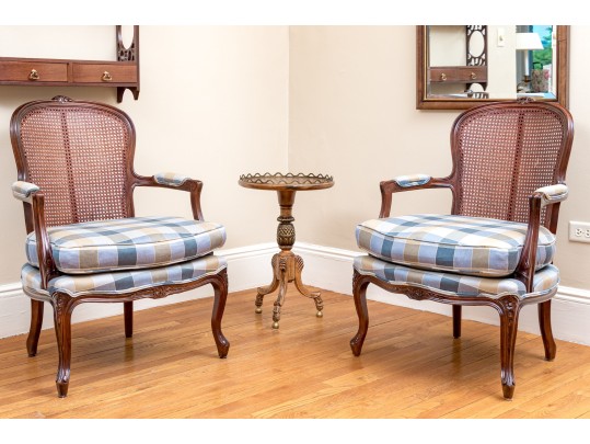 Pair Of Carved And Caned Louis XV Style Fauteuils