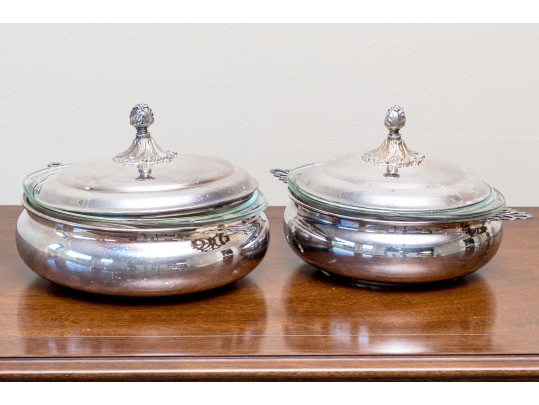 Two Silver Plated Lidded Warming Dishes