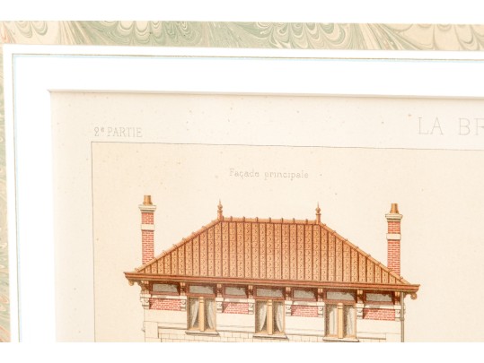 Set Of Three Architectural Lithographs In Color
