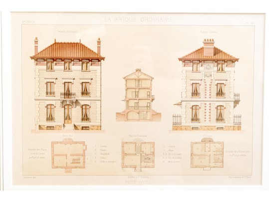 Set Of Three Architectural Lithographs In Color