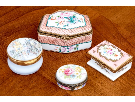 Collection Of Four Small Painted And Enameled Boxes 