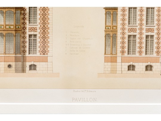Set Of Three Architectural Lithographs In Color