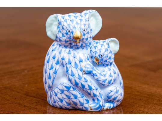 Herend Blue Fishnet Mama And Baby Koala