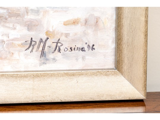 R. M. Rosina Signed Oil On Board, View Of A Window, 1996