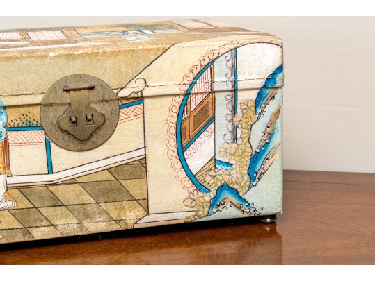 Chinese Canvas Wrapped And Painted Diminutive Trunk