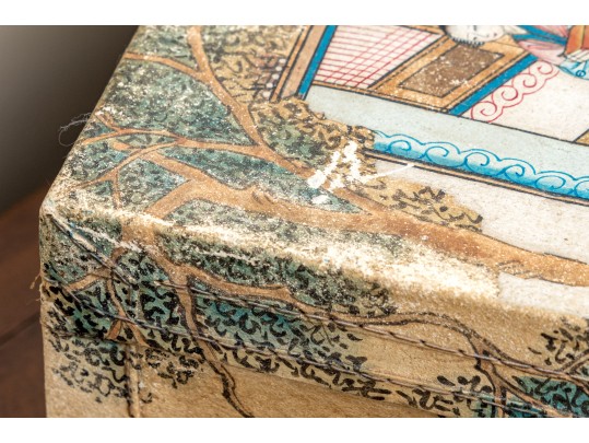 Chinese Canvas Wrapped And Painted Diminutive Trunk