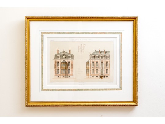 Set Of Three Architectural Lithographs In Color
