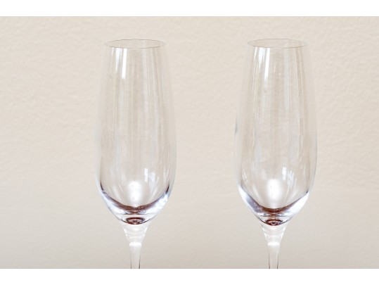 Elegant Pair Of Tiffany & Co. Crystal Champagne Flutes