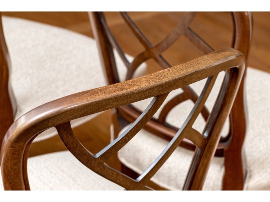 Set Of Six Custom Upholstered Hepplewhite Style Dining Chairs