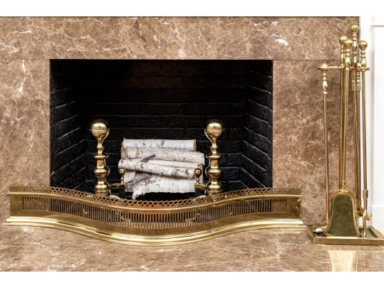 Collection Of Brass And Iron Fire Fire Place Items