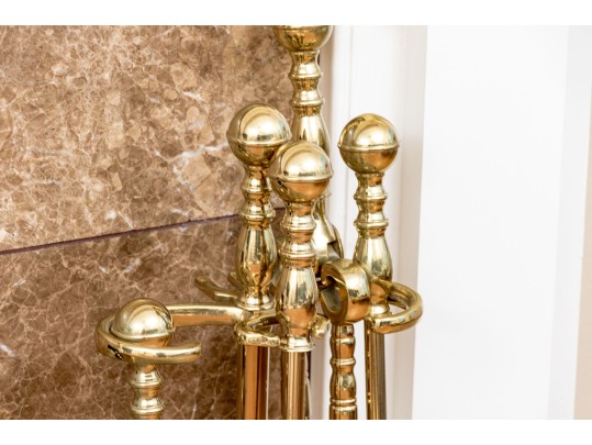 Collection Of Brass And Iron Fire Fire Place Items