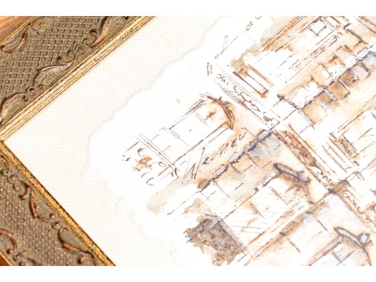 Ink And Wash On Paper, Architectural Scene