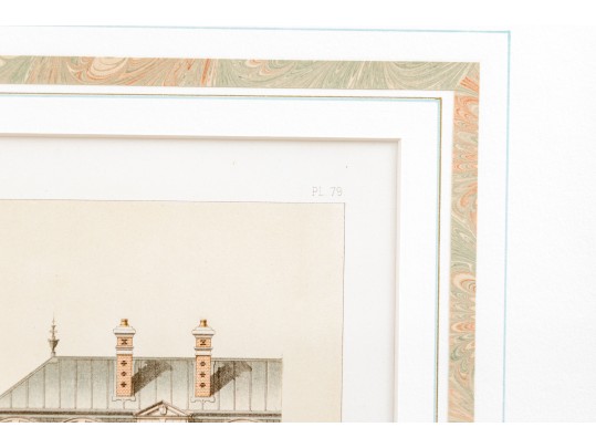 Set Of Three Architectural Lithographs In Color