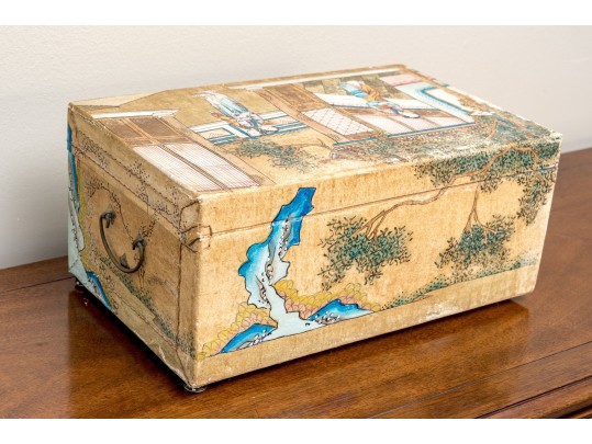Chinese Canvas Wrapped And Painted Diminutive Trunk