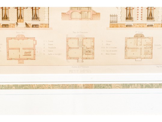 Set Of Three Architectural Lithographs In Color