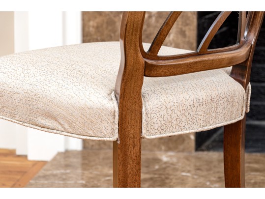 Set Of Six Custom Upholstered Hepplewhite Style Dining Chairs