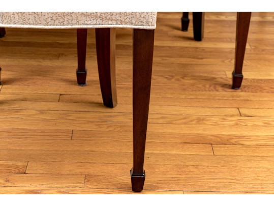 Set Of Six Custom Upholstered Hepplewhite Style Dining Chairs