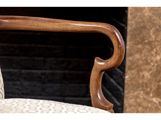 Quality Carved Mahogany Queen Anne Style Armchair