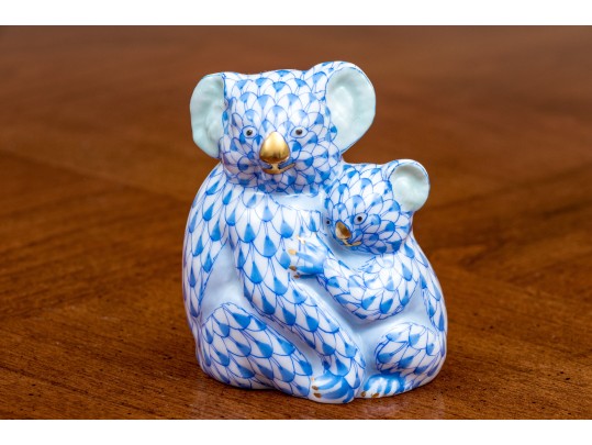 Herend Blue Fishnet Mama And Baby Koala