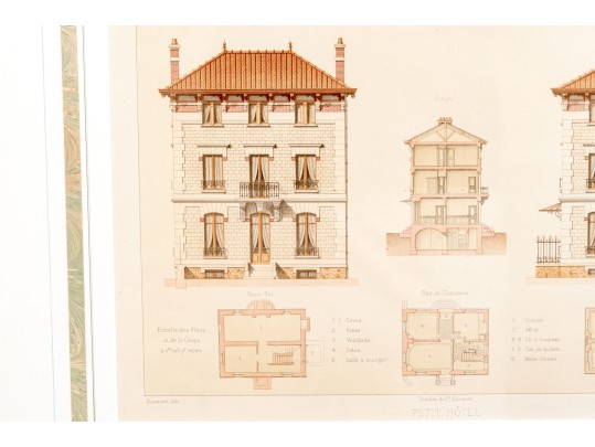 Set Of Three Architectural Lithographs In Color