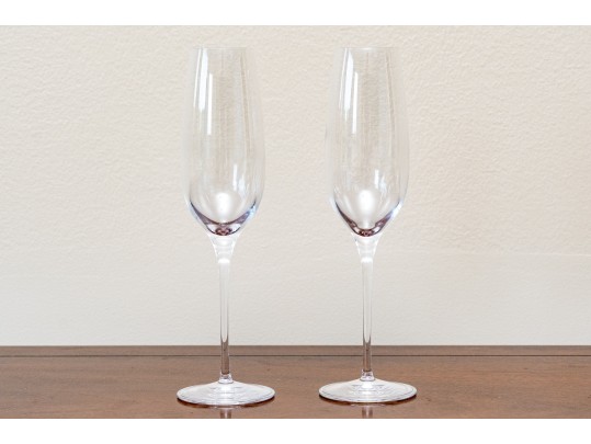 Elegant Pair Of Tiffany & Co. Crystal Champagne Flutes