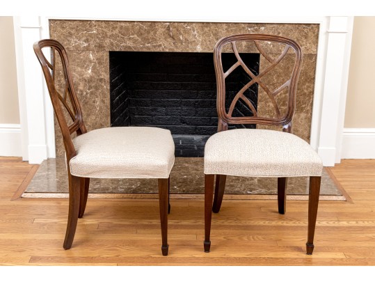 Set Of Six Custom Upholstered Hepplewhite Style Dining Chairs