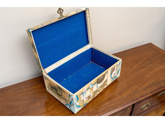 Chinese Canvas Wrapped And Painted Diminutive Trunk