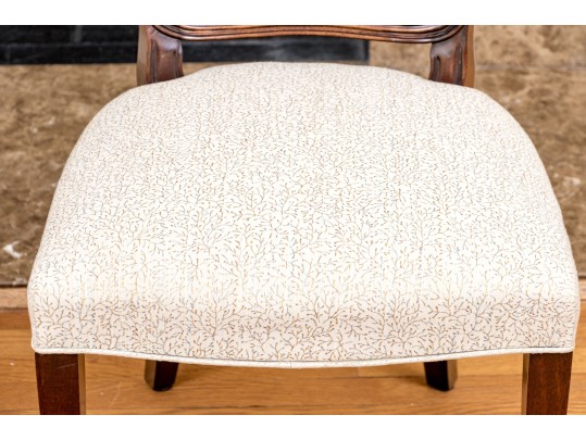 Set Of Six Custom Upholstered Hepplewhite Style Dining Chairs