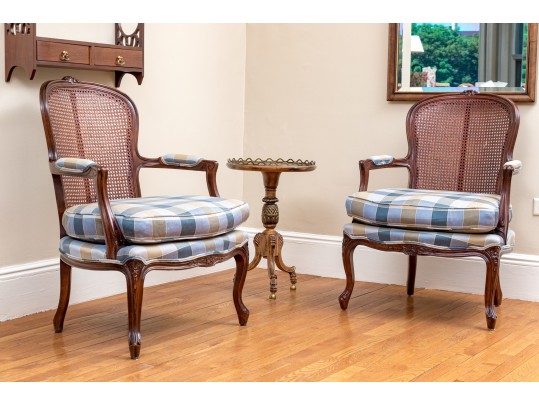 Pair Of Carved And Caned Louis XV Style Fauteuils