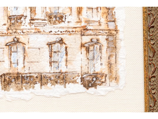Ink And Wash On Paper, Architectural Scene