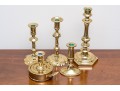 Assembled Lot Of Five Brass Candlesticks