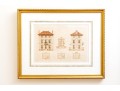Set Of Three Architectural Lithographs In Color