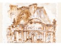 Ink And Wash On Paper, Architectural Scene