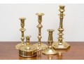 Assembled Lot Of Five Brass Candlesticks