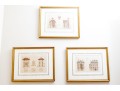 Set Of Three Architectural Lithographs In Color