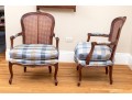 Pair Of Carved And Caned Louis XV Style Fauteuils